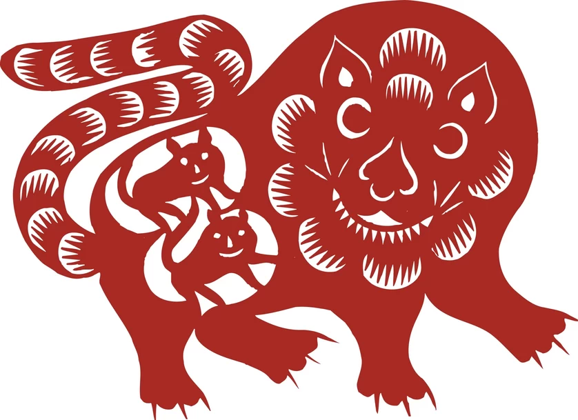 中国风中式传统喜庆民俗人物动物窗花剪纸插画边框AI矢量PNG素材【604】